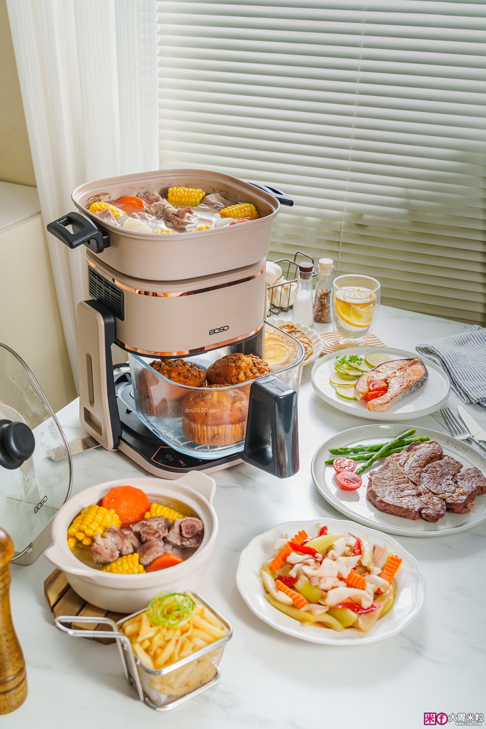 一台抵九台新世代氣炸鍋霸主「BOSO全能料理玻璃翻轉氣炸鍋」租屋族健身族小家庭必備廚房神器| 玻璃氣炸鍋推薦| 翻轉氣炸鍋萬用鍋推薦