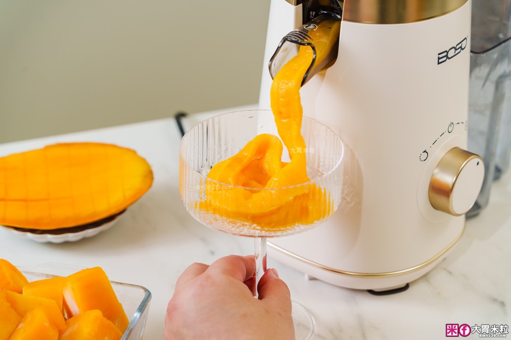 整顆蘋果直接榨【BOSO 鮮萃纖Max 超大口徑冷壓慢磨果汁機旗艦款】創新慢磨技術、99.6％純汁率、果汁到冰沙一站式搞定！