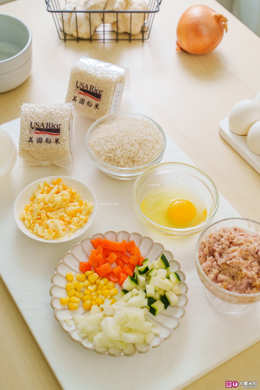 米飯料理食譜】炒飯生日蛋糕│小雞蛋包飯│港式臘味飯(電鍋版)│焗烤米飯蛋塔│美國稻米(茉莉香米)