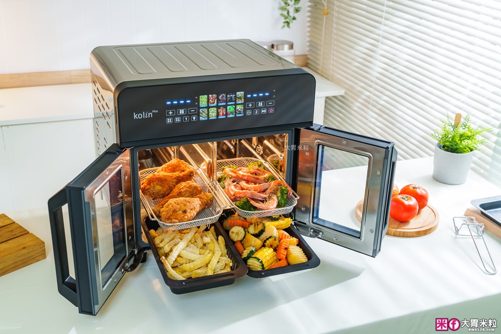 下班15分鐘開四菜「Kolin Plus 雙響炸 雙槽氣炸烤箱」雙槽獨立控溫+同步出餐才是氣炸料理最高境界