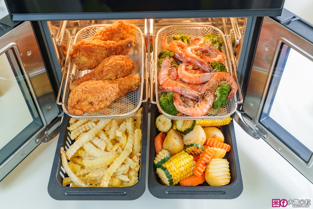 下班15分鐘開四菜「Kolin Plus 雙響炸 雙槽氣炸烤箱」雙槽獨立控溫+同步出餐才是氣炸料理最高境界