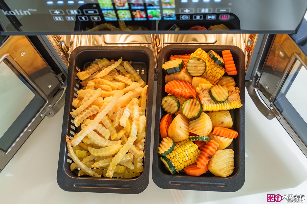 下班15分鐘開四菜「Kolin Plus 雙響炸 雙槽氣炸烤箱」雙槽獨立控溫+同步出餐才是氣炸料理最高境界