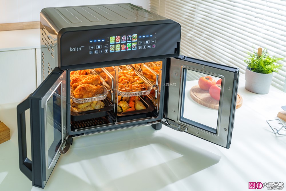 下班15分鐘開四菜「Kolin Plus 雙響炸 雙槽氣炸烤箱」雙槽獨立控溫+同步出餐才是氣炸料理最高境界