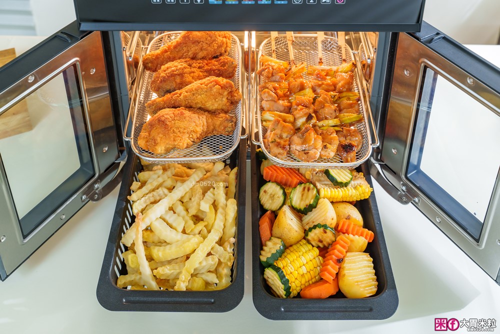 下班15分鐘開四菜「Kolin Plus 雙響炸 雙槽氣炸烤箱」雙槽獨立控溫+同步出餐才是氣炸料理最高境界