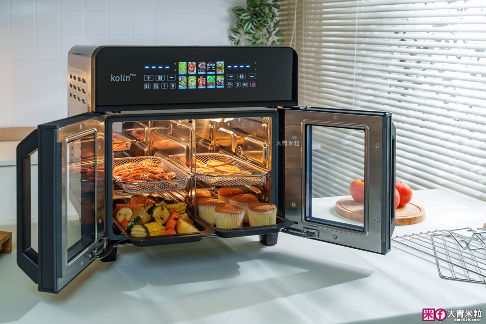 下班15分鐘開四菜「Kolin Plus 雙響炸 雙槽氣炸烤箱」雙槽獨立控溫+同步出餐才是氣炸料理最高境界