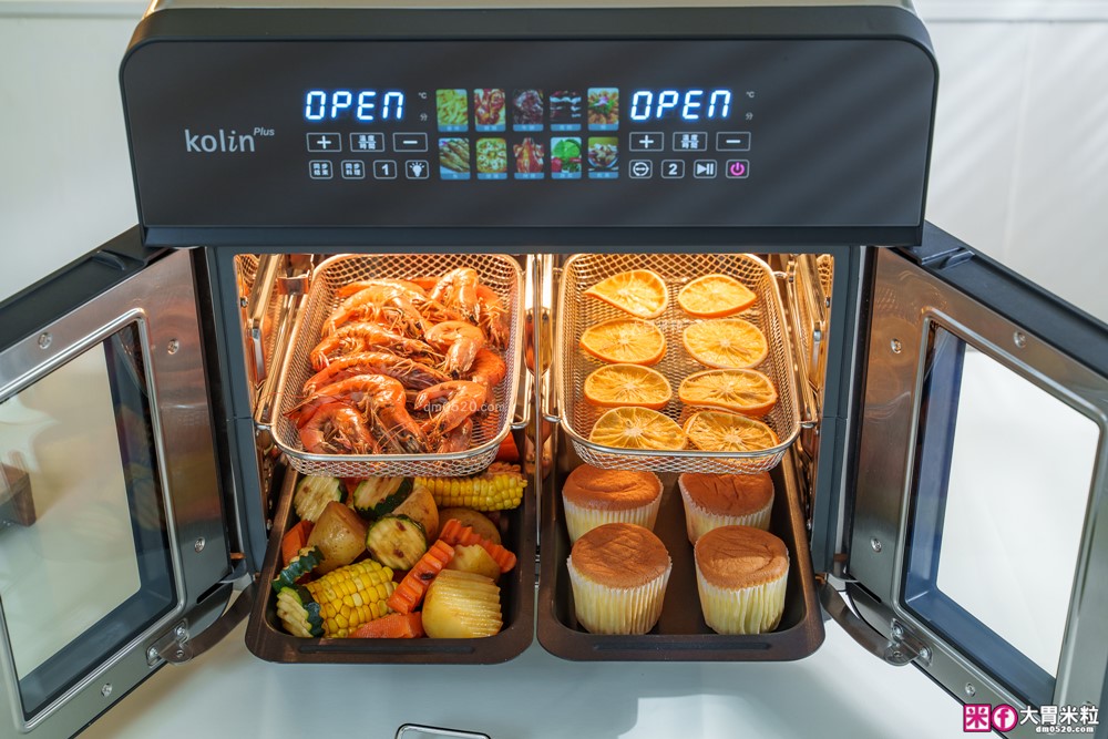 下班15分鐘開四菜「Kolin Plus 雙響炸 雙槽氣炸烤箱」雙槽獨立控溫+同步出餐才是氣炸料理最高境界