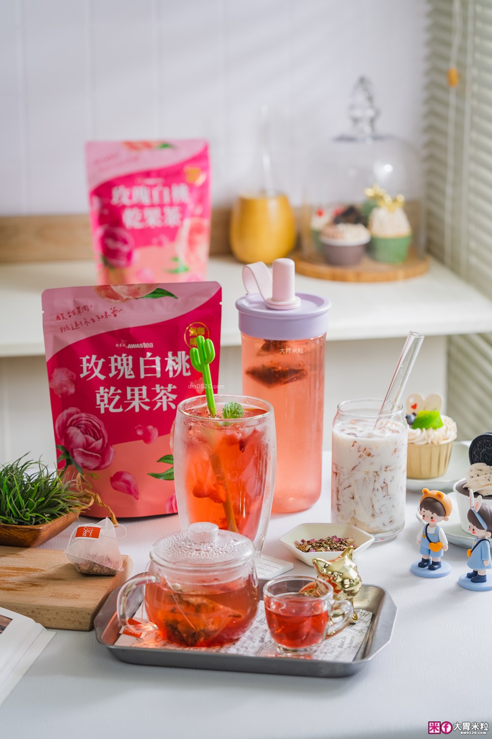 花果茶控必喝推薦「阿華師 玫瑰白桃乾果茶」無糖無咖啡因茶包~冷泡熱泡氣泡飲+茶凍都好喝！